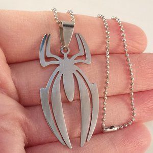 Mens Silver Spider-Man Super Hero Spiderman Stainless Steel Chain Necklace Gift